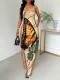 Summer women butterfly print long maxi dress