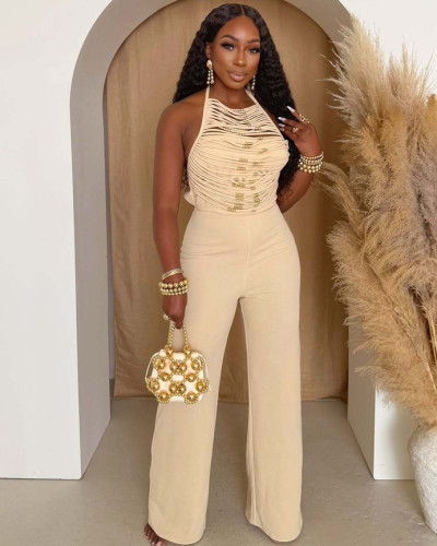 Women's high collar sleeveless jumpsuit