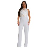 Women's high collar sleeveless jumpsuit