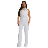 Women's high collar sleeveless jumpsuit