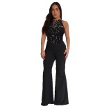 Women's high collar sleeveless jumpsuit