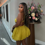 Women's sweet halter neck high waist short dress