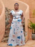 Plus size women's clothing slim casual slim fit sleeves two-piece long skirt set