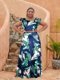 Plus size women's clothing slim casual slim fit sleeves two-piece long skirt set