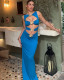 Solid color hollow out sexy one-piece female swimsuit set