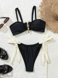 women's swimsuit black and white contrast sexy bikini