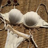 Pure color shell sexy split swimsuit bikini