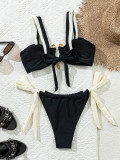 women's swimsuit black and white contrast sexy bikini