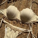 Pure color shell sexy split swimsuit bikini