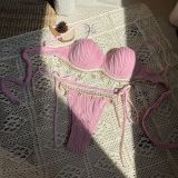 Pure color shell sexy split swimsuit bikini