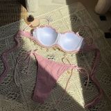 Pure color shell sexy split swimsuit bikini