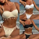 Pure color shell sexy split swimsuit bikini