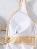 One-piece glitter fabric swimsuit sexy deep V-neck backless swimsuit