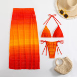 Gradient mesh three-piece beach dress sexy bikini set
