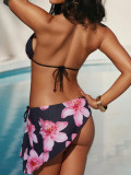 Women's Printed Halter Sling Sexy Bikini Separate Strap Three-piece Set