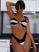 Two-piece bikini women's sexy contrast color swimsuit