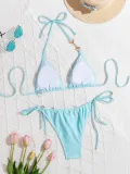 Bikini solid color sexy women's two-piece swimsuit 
