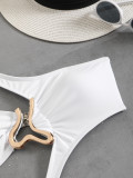 Pure color sexy hollow one-piece special-shaped swimsuit bikini