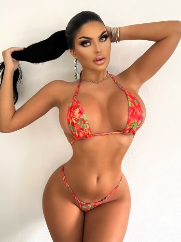 Sexy bikini set strappy halter neck split bikini