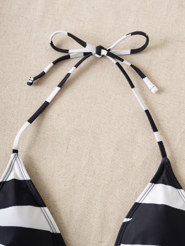 Bikini black and white print sexy two-piece bikini swimsuit