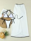 Colorblock long skirt seaside vacation sexy bikini swimsuit three piece set women