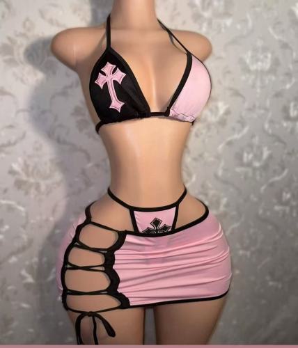 Sexy bikini skirt three piece set
