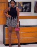 Women's Sleeveless Round Neck Striped Knitted Dress