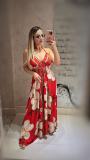 Summer women's suspender V-neck long dress printed long elegant dress