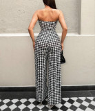 Sexy off-shoulder print elastic tube jumpsuit