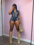 Women two piece denim shorts set