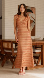 French retro gentle elegant V-neck textured dress