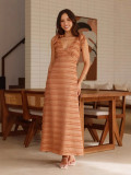 French retro gentle elegant V-neck textured dress