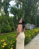 Holiday V-neck backless slim fit lace dress