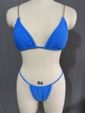 Solid color chains sexy thong bikini swimsuit