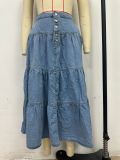 Bohemian A-line Layered Cake Denim Skirt