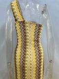 Lace slash-shoulder slim beach holiday dress