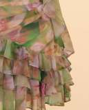 Chiffon Printed Ruffle Cape Strapless A-line Women's Dress