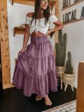 Bohemian A-line Layered Cake Denim Skirt