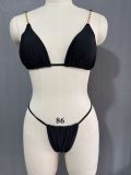 Solid color chains sexy thong bikini swimsuit
