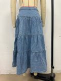 Bohemian A-line Layered Cake Denim Skirt