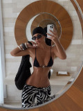 Zebra pattern mesh trousers three-piece bikini swimsuit women