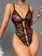 Lace sexy heart lip pattern teddy lingerie