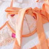 Sexy bra set mesh see-through strap underwear four-piece set body shaping four-piece set