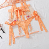 Sexy bra set mesh see-through strap underwear four-piece set body shaping four-piece set