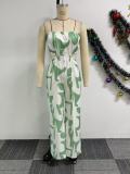 Elegant printed wide-leg tube jumpsuit