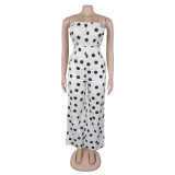 Elegant printed wide-leg tube jumpsuit