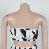 Elegant printed wide-leg tube jumpsuit