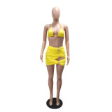 Women's beach vacation style swimsuit bikini three piece set
