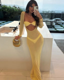 Women's beach vacation long sleeve bikini three piece set