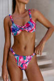 Women's Sexy Two-Piece Print Thong Bikini Swimsuit